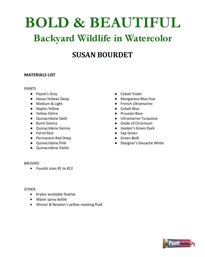 Bold Beautiful BackyardWildlifeinWatercolorwithSusanBourdet