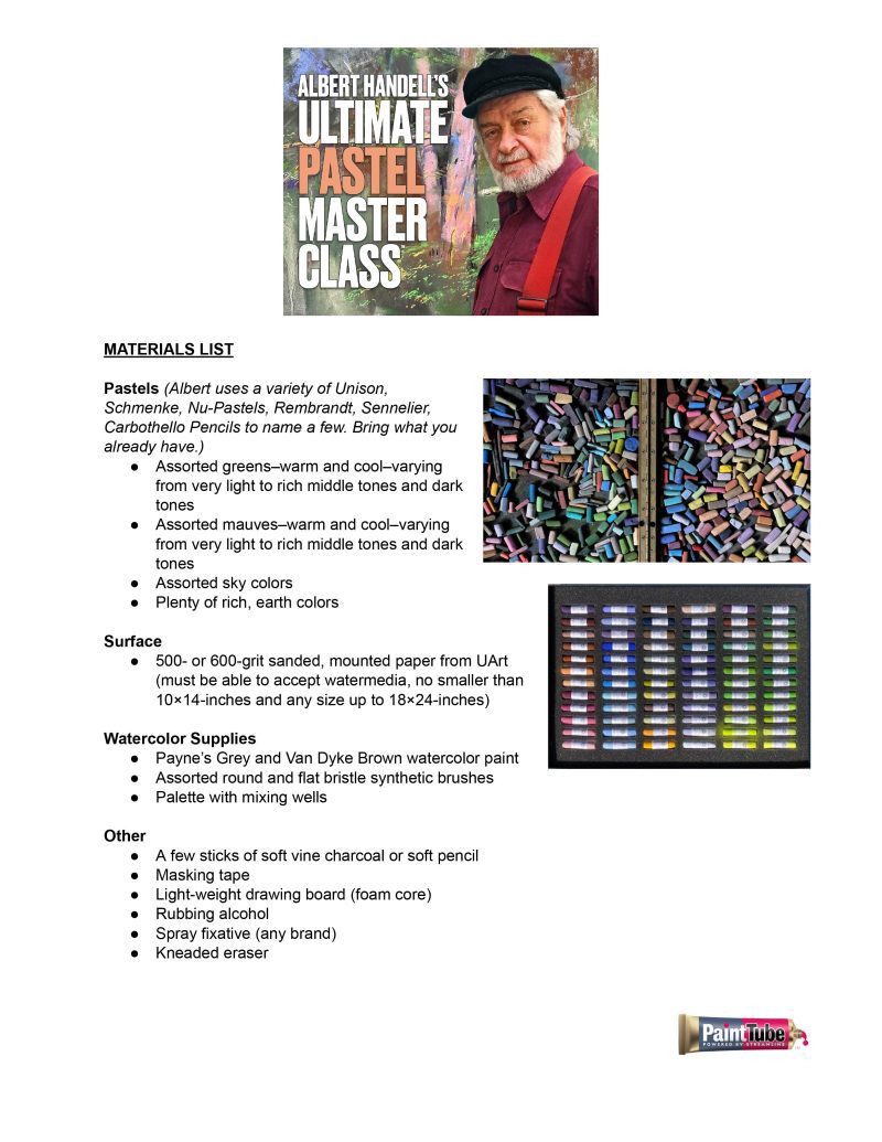 MaterialsList Handell Albert Ultimate Pastel Master Class 2023