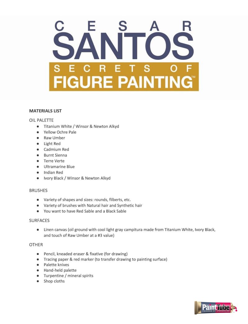 SantosFigurePaintMaterialsList